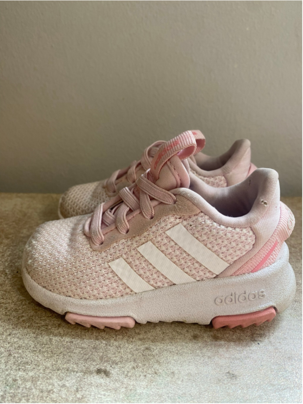 Adidas Racer Toddler Girls Sneakers Shoes TR 2.0 Pink White Knit 5K Athletic